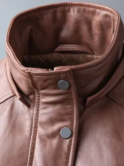 Asal Vision Women Coats | Fur Hooded Leather Coat For Women’s Tan