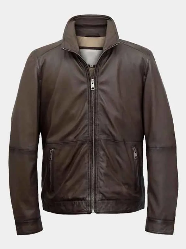 Asal Vision Brown Jackets | Leather Jackets | Gavin Mens Zip-Up Leather Jacket Brown