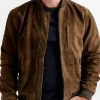 Asal Vision Brown Jackets | Suede Jackets | Genuine Suede Bomber Jacket Mens Brown