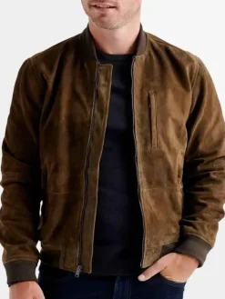 Asal Vision Brown Jackets | Suede Jackets | Genuine Suede Bomber Jacket Mens Brown