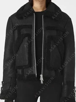 Asal Vision Black Jackets | Leather Jackets | Gigi Hadid Shearling Leather Jacket Black