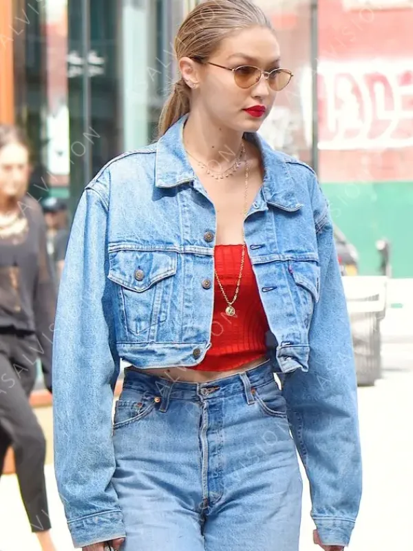 Asal Vision Denim Jackets | Gigi Hadid Denim Cropped Jacket Blue