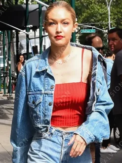 Asal Vision Denim Jackets | Gigi Hadid Denim Cropped Jacket Blue