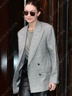 Asal Vision Blazers | Gigi Hadid Checked Blazer Grey