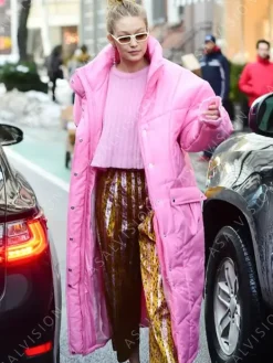Asal Vision Women Coats | Gigi Hadid Long Puffer Coat Pink