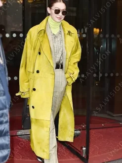 Asal Vision Women Coats | Gigi Hadid Long Trench Coat Yellow
