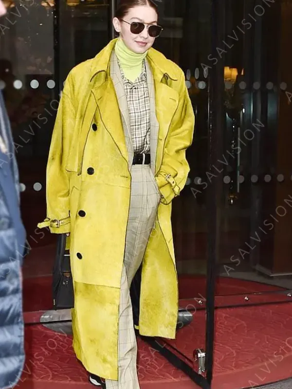 Asal Vision Women Coats | Gigi Hadid Long Trench Coat Yellow