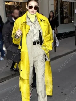 Asal Vision Women Coats | Gigi Hadid Long Trench Coat Yellow