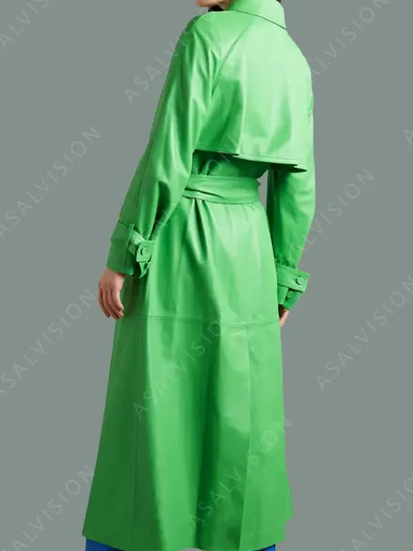 Asal Vision Leather Coats | Trench Coats | Long Leather Coat Green
