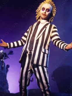 Asal Vision Blazers | Halloween Cosplay Michael Keaton Beetlejuice Costume Suit Black & White