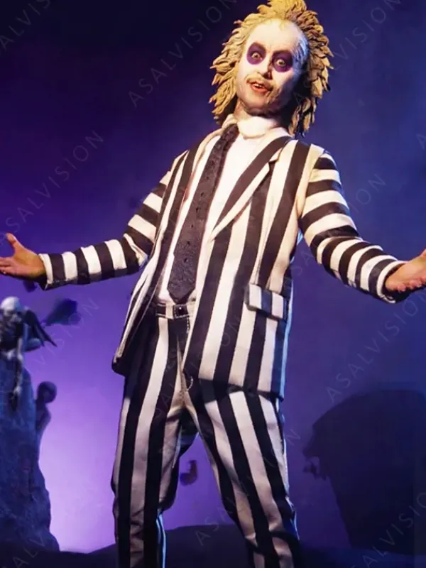 Asal Vision Blazers | Halloween Cosplay Michael Keaton Beetlejuice Costume Suit Black & White
