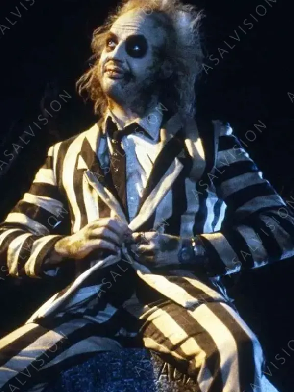 Asal Vision Blazers | Halloween Cosplay Michael Keaton Beetlejuice Costume Suit Black & White