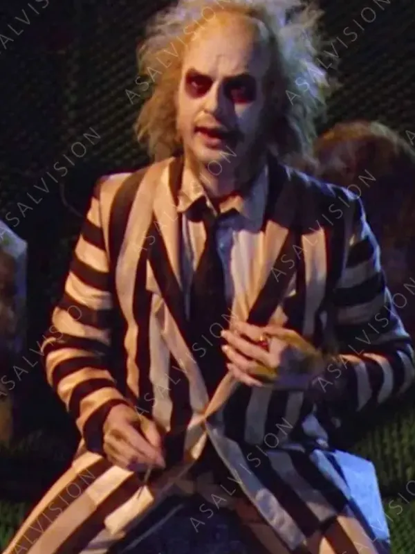 Asal Vision Blazers | Halloween Cosplay Michael Keaton Beetlejuice Costume Suit Black & White