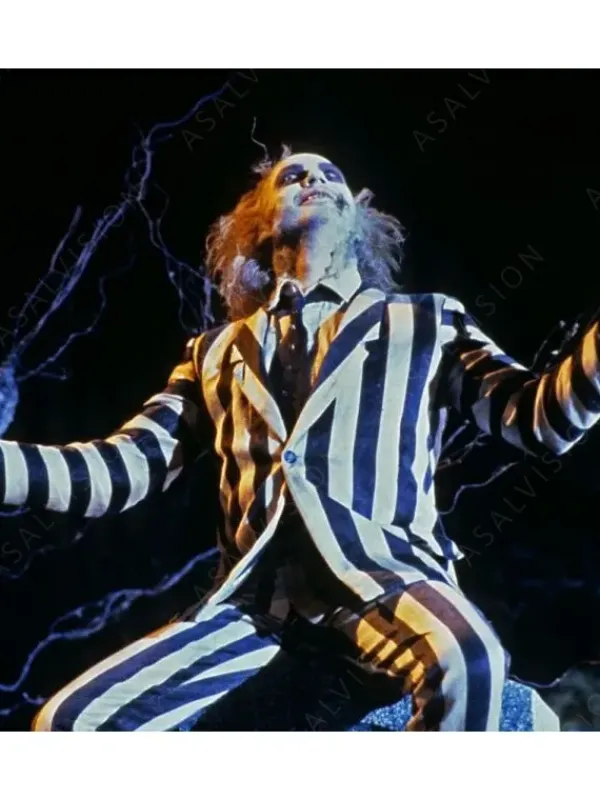 Asal Vision Blazers | Halloween Cosplay Michael Keaton Beetlejuice Costume Suit Black & White