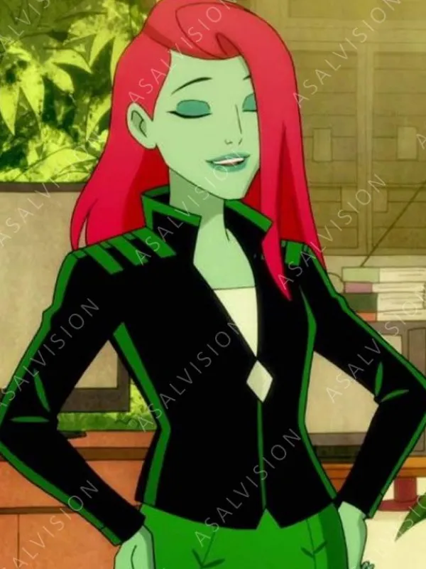 Asal Vision Leather Jackets | Black Jackets | Harley Quinn Poison Ivy Leather Black Jacket Black And Green