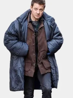 Asal Vision Men Coats | Hawkeye Jeremy Renner Puffer Coat Blue