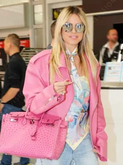 Asal Vision Leather Jackets | Heidi Klum Leather Jacket Pink