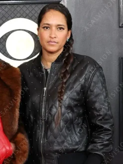 Asal Vision Leather Jackets | Helen Lasichanh Grammy 2023 Leather Quilted Jacket Black