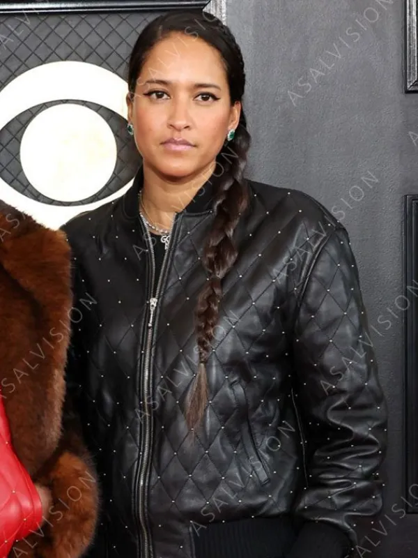 Asal Vision Leather Jackets | Helen Lasichanh Grammy 2023 Leather Quilted Jacket Black