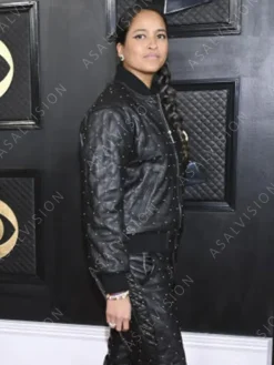 Asal Vision Leather Jackets | Helen Lasichanh Grammy 2023 Leather Quilted Jacket Black