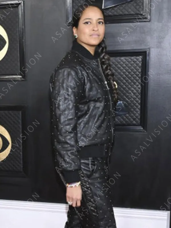 Asal Vision Leather Jackets | Helen Lasichanh Grammy 2023 Leather Quilted Jacket Black
