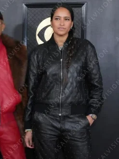 Asal Vision Leather Jackets | Helen Lasichanh Grammy 2023 Leather Quilted Jacket Black