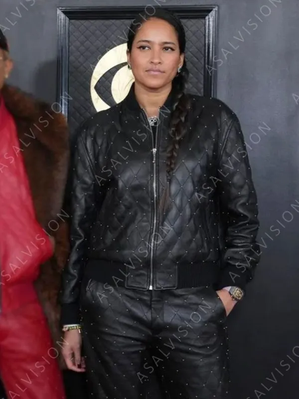 Asal Vision Leather Jackets | Helen Lasichanh Grammy 2023 Leather Quilted Jacket Black