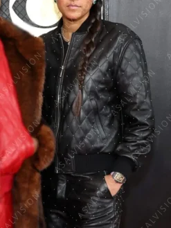 Asal Vision Leather Jackets | Helen Lasichanh Grammy 2023 Leather Quilted Jacket Black