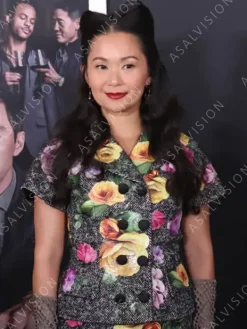 Asal Vision Blazers | Hong Chau The Menu 2022 Elsa Floral Blazer Grey with Multiple Flowers Printed All-Over