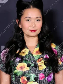 Asal Vision Blazers | Hong Chau The Menu 2022 Elsa Floral Blazer Grey with Multiple Flowers Printed All-Over