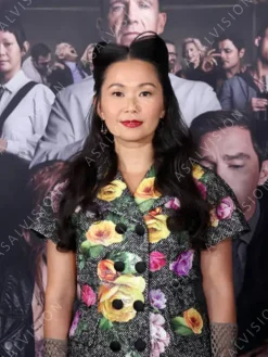Asal Vision Blazers | Hong Chau The Menu 2022 Elsa Floral Blazer Grey with Multiple Flowers Printed All-Over