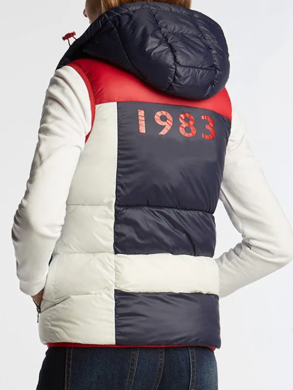 Asal Vision Vests | Hooded Puffer Vest For Women’s Black, Red & White