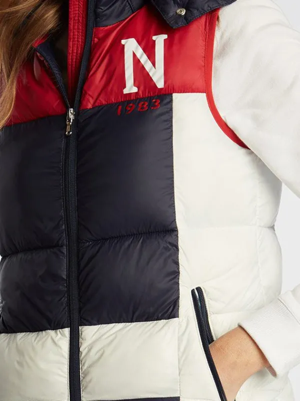 Asal Vision Vests | Hooded Puffer Vest For Women’s Black, Red & White