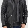 Asal Vision Black Jackets | Leather Jackets | Hooded Style Bomber Leather Jacket For Men’s Black