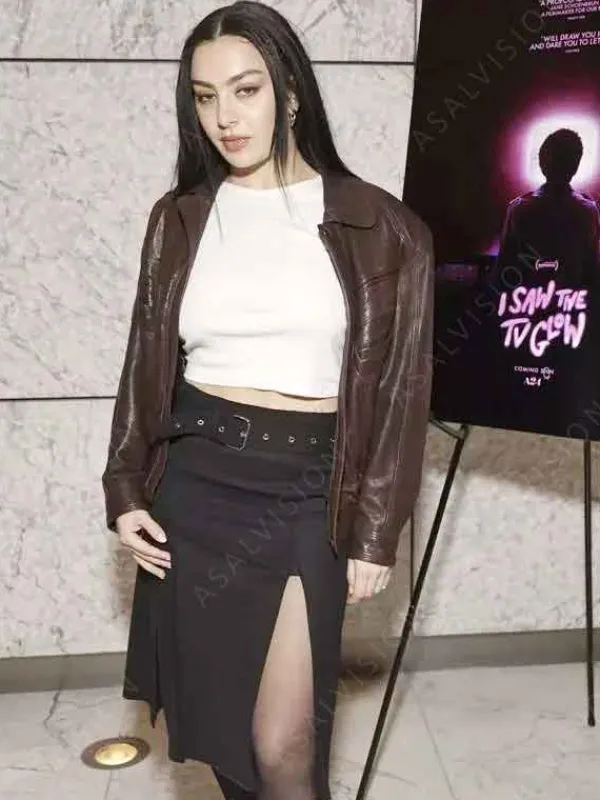 Asal Vision Leather Jackets | I Saw the TV Glow 2024 Charli XCX Leather Jacket Brown