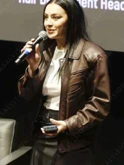 Asal Vision Leather Jackets | I Saw the TV Glow 2024 Charli XCX Leather Jacket Brown