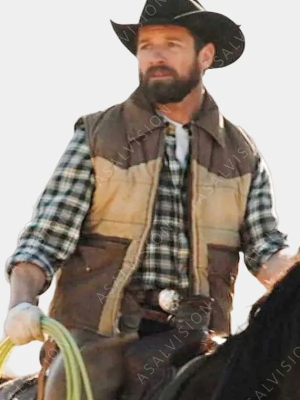 Asal Vision Vests | Ian Bohen Yellowstone Ryan Puffer Vest Brown & Beige