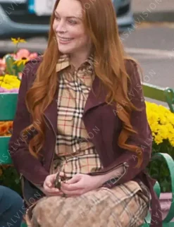 Asal Vision Leather Jackets | Irish Wish Lindsay Lohan Leather Jacket Maroon