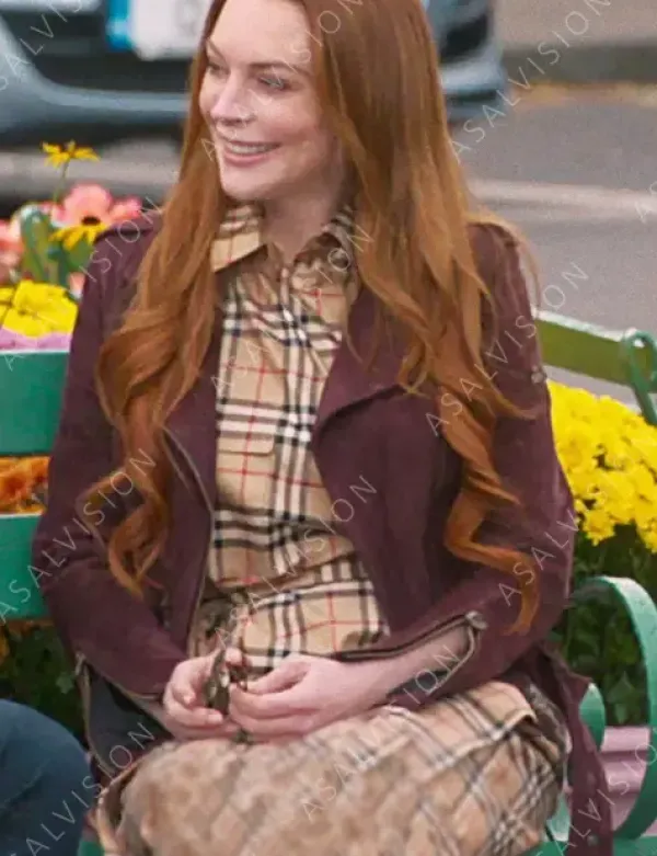 Asal Vision Leather Jackets | Irish Wish Lindsay Lohan Leather Jacket Maroon