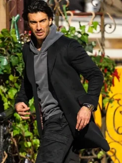 Asal Vision Men Coats | It Ends with Us Ryle Kincaid Trench Coat Black