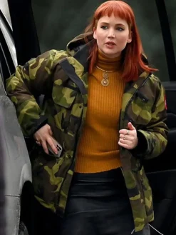 Asal Vision Cotton Jackets | Jennifer Lawrence Don’t Look Up Military Jacket Military Print
