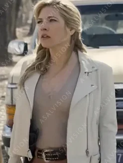 Asal Vision Leather Jackets | Jenny Hoyt Big Sky Season 3 Leather Jacket White