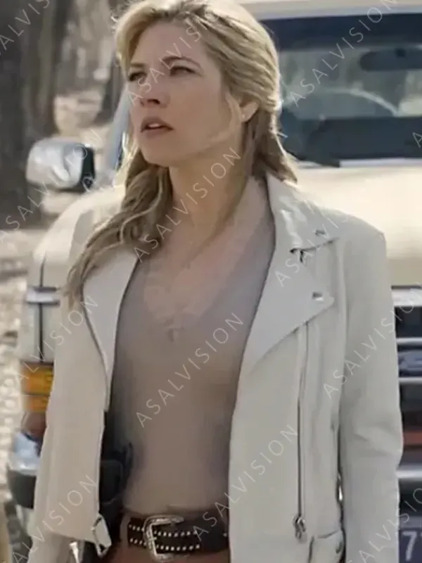 Asal Vision Leather Jackets | Jenny Hoyt Big Sky Season 3 Leather Jacket White