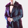 Asal Vision Men Coats | Jeremy Renner Hawkeye Fur Collar Trench Coat Black