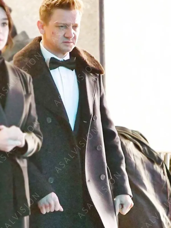Asal Vision Men Coats | Jeremy Renner Hawkeye Fur Collar Trench Coat Black