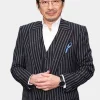 Asal Vision Blazers | John Wick 4 2023 Hiroyuki Sanada Pinstriped Blazer Black Pinstripe