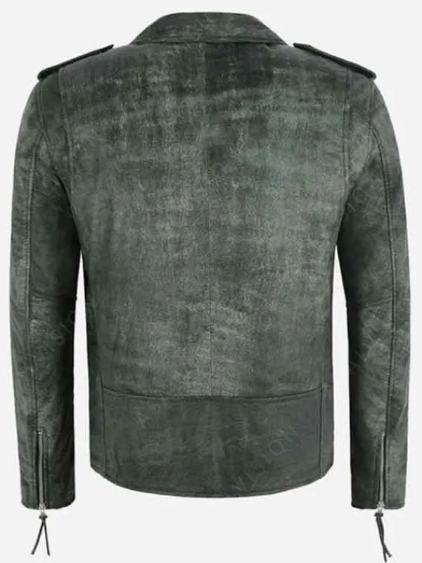 Asal Vision Biker Jackets | Leather Jackets | Joshua Vintage Distressed Biker Leather Jacket Grey
