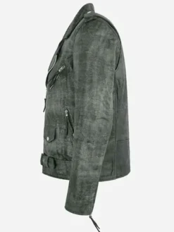 Asal Vision Biker Jackets | Leather Jackets | Joshua Vintage Distressed Biker Leather Jacket Grey