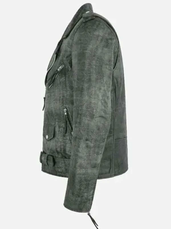 Asal Vision Biker Jackets | Leather Jackets | Joshua Vintage Distressed Biker Leather Jacket Grey