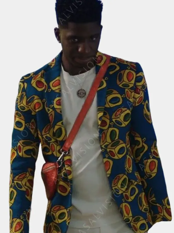 Asal Vision Blazers | Julien Emily In Paris Season 3 Blue Printed Blazer Blue With Printed Design